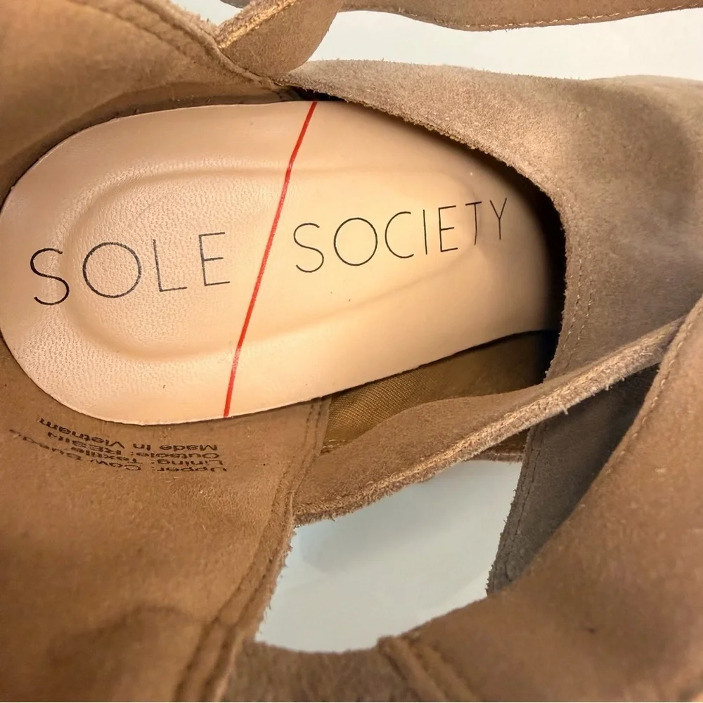 Sole Society Taupe Suede Cutout Ankle Booties